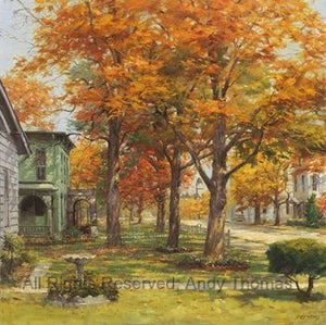 Fall Main Street 12×12 Canvas by Andy Thomas