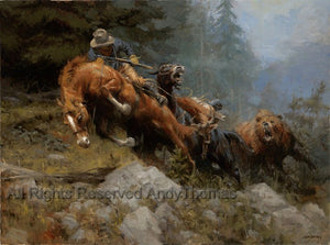 Hunting was always dangerous enough without a grizzly threatening a hunter. Grizzly Mountain by Andy Thomas
