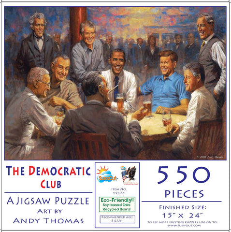 The Democratic Club 550 Piece Jigsaw Puzzle with Barack Obama & Bill Clinton by Andy Thomas